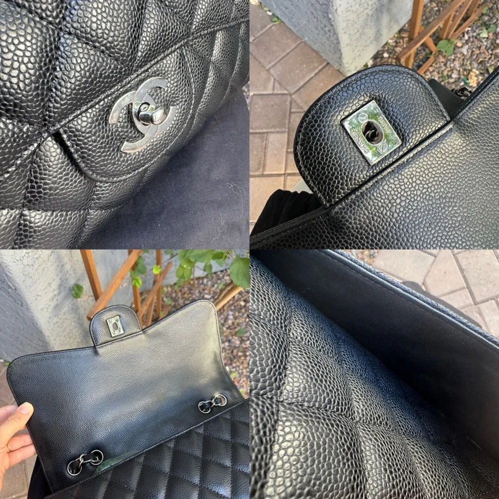 SOLD Chanel Caviar Leather Jumbo Single Flap Shoulder Bag - Picture 9 of 16